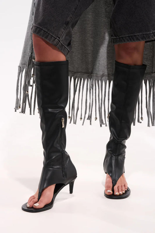 AZALEA WANG CECILE OPEN TOE SANDAL BOOT IN BLACK